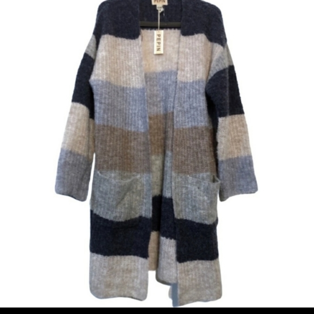 Anthropologie Pepin Alpaca Striped Cardigan Duster Sz. L